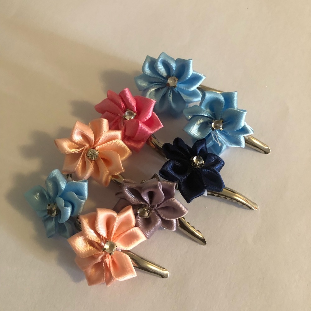 8 pc flowers girl hair clips